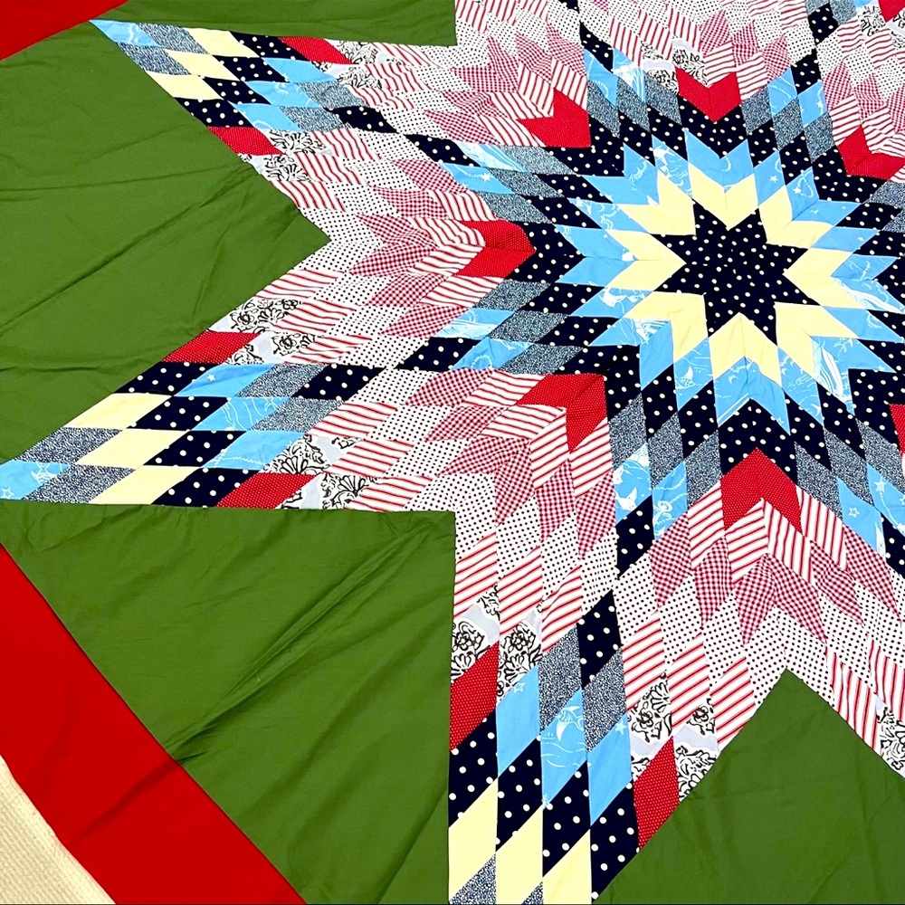 Handmade Texas Lone Star Patchwork Cotton Quilt Top/Topper Machine pieced - Picture 2 of 4